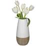 Sadria 9 1/2" High Shiny White and Matte Wood Ceramic Vase