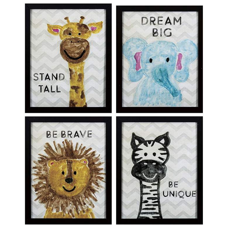 Image 1 Safari 12"W x 15"H Framed Art Set of 4