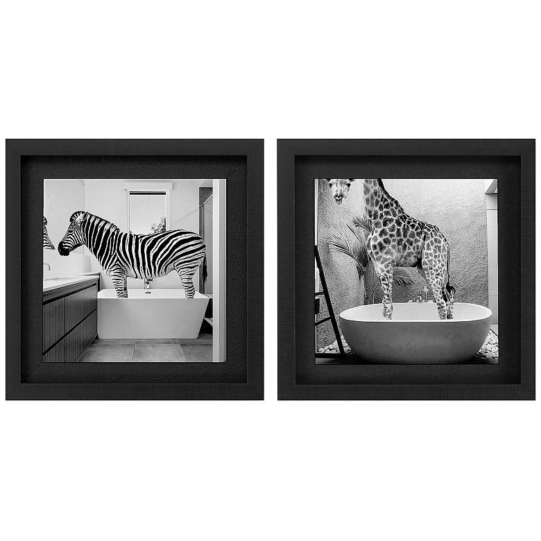 Image 1 Safari Bath I 25"W x 25"H Framed Art Set of 2