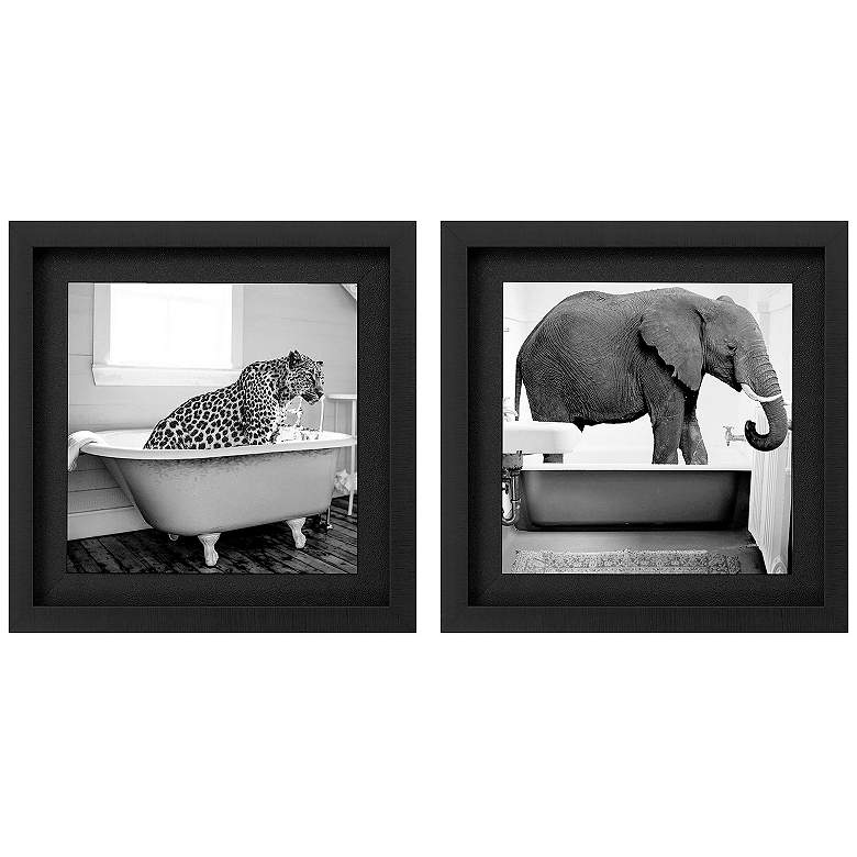 Image 1 Safari Bath II 25"W x 25"H Framed Art Set of 2