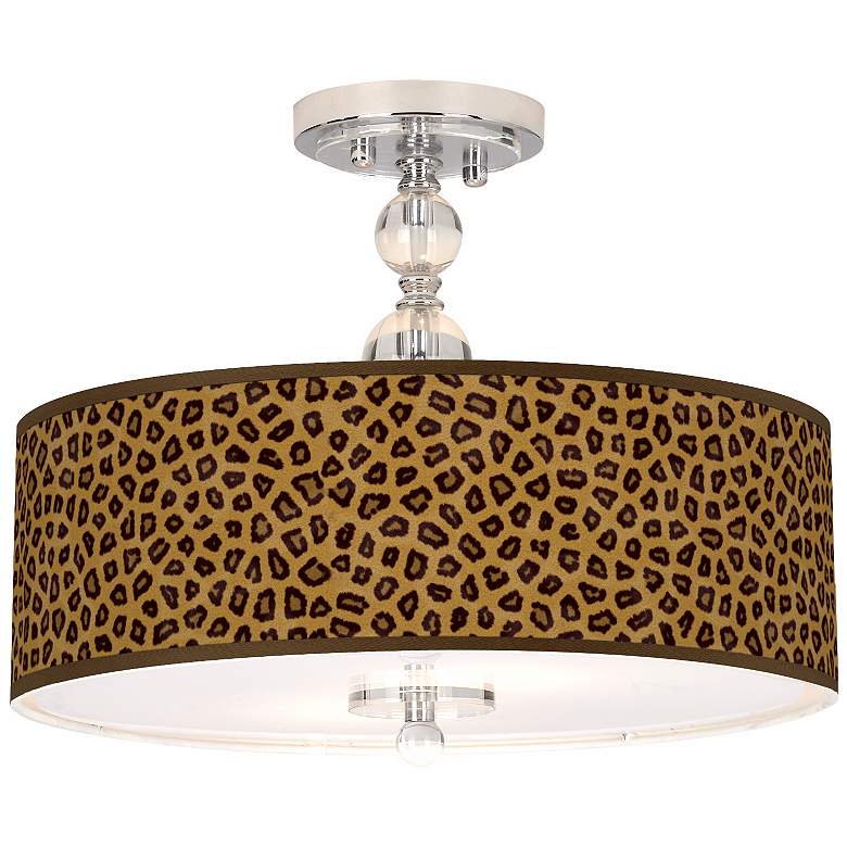 Image 1 Safari Cheetah 16 inch Wide Semi-Flush Ceiling Light