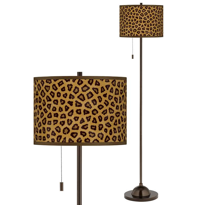 Image 1 Safari Cheetah Giclee Glow Bronze Club Floor Lamp