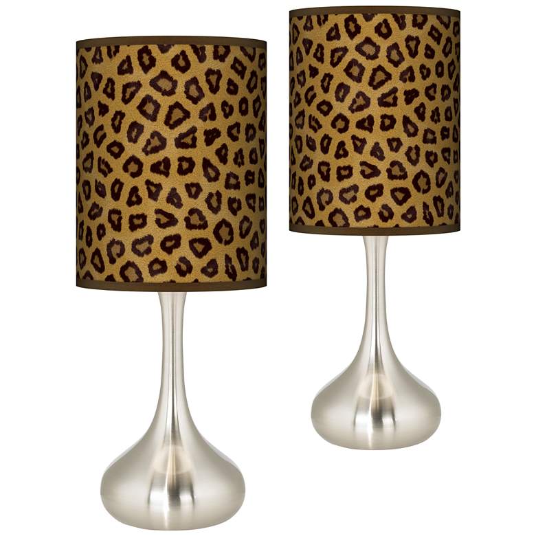 Image 1 Safari Cheetah Pattern Giclee Shade Modern Droplet Table Lamps Set of 2