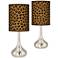 Safari Cheetah Pattern Giclee Shade Modern Droplet Table Lamps Set of 2