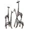 Safari Giraffe Herd Texture Nickel 4-Piece Statues Set