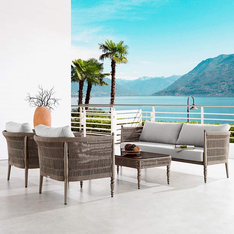 Image 1 Safari Hand-Brushed Brown Rope 4-Piece Outdoor Seating Set