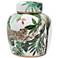 Safari Leaf 9 1/2" Leopard and Green Jungle Lidded Ceramic Jar