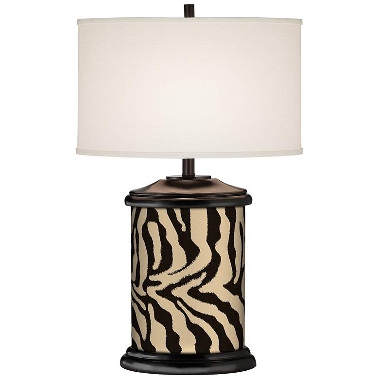 Image 1 Safari Zebra Brown Giclee Art Base Table Lamp