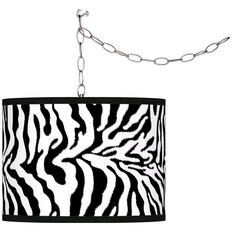 Image 1 Safari Zebra Giclee Glow Plug-In Swag Pendant