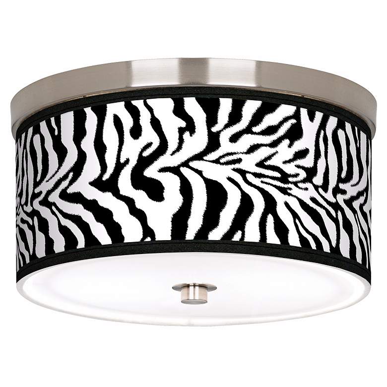 Image 1 Safari Zebra Giclee Nickel 10 1/4 inch Wide Ceiling Light