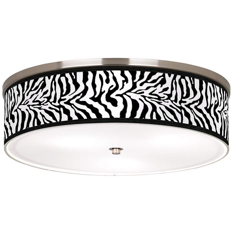 Image 1 Safari Zebra Giclee Nickel 20 1/4 inch Wide Ceiling Light
