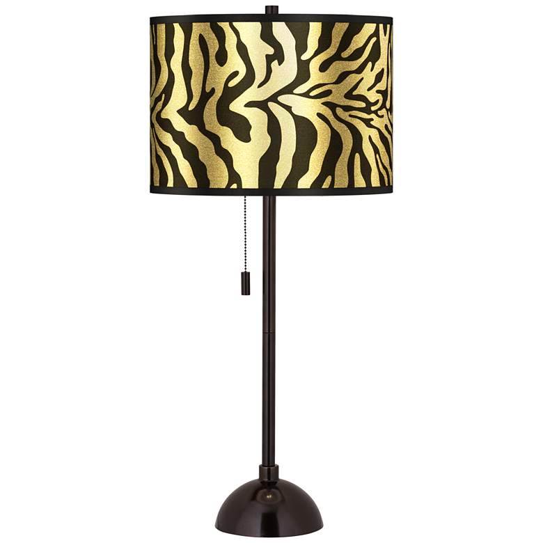 Image 1 Safari Zebra Gold Metallic Tiger Bronze Club Table Lamp