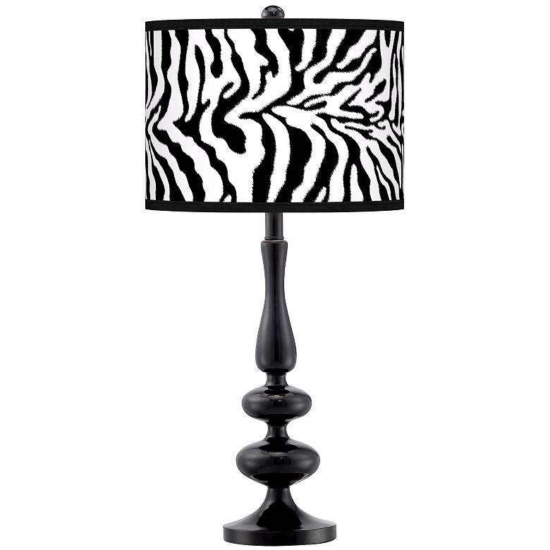 Image 1 Safari Zebra Modern Gloss Black Base Table Lamp