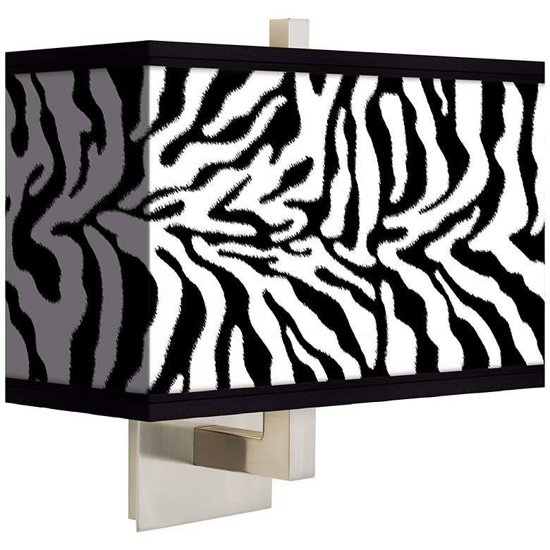 Image 1 Safari Zebra Rectangular Giclee Shade Wall Sconce
