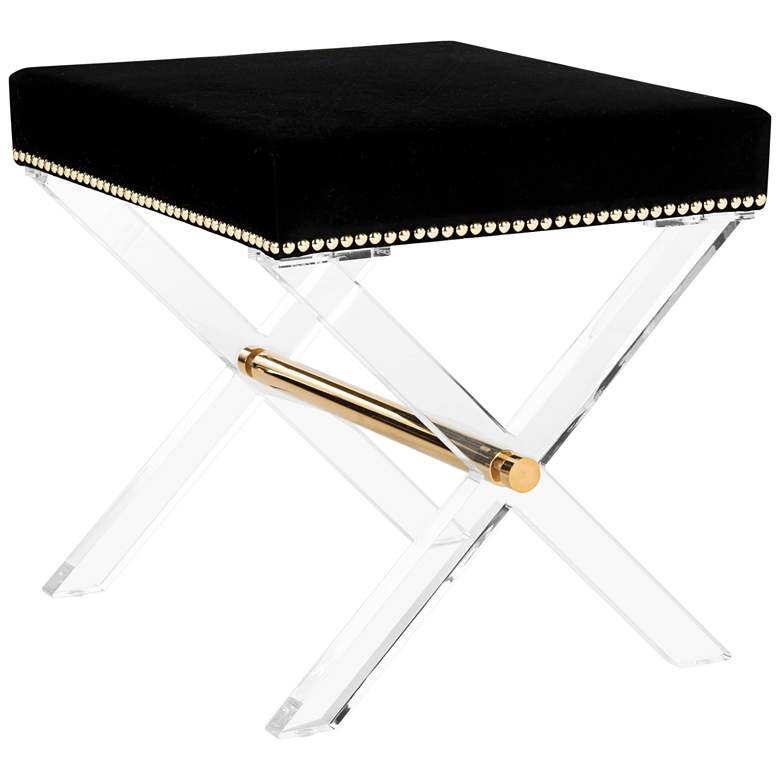 Image 1 Safavieh 19 1/4" Wide Jezebel Black Velvet Fabric X Bench