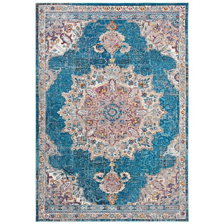 Image 2 Safavieh ARA103N 5&#39;1 inchx7&#39;6 inch Blue and Ivory Area Rug