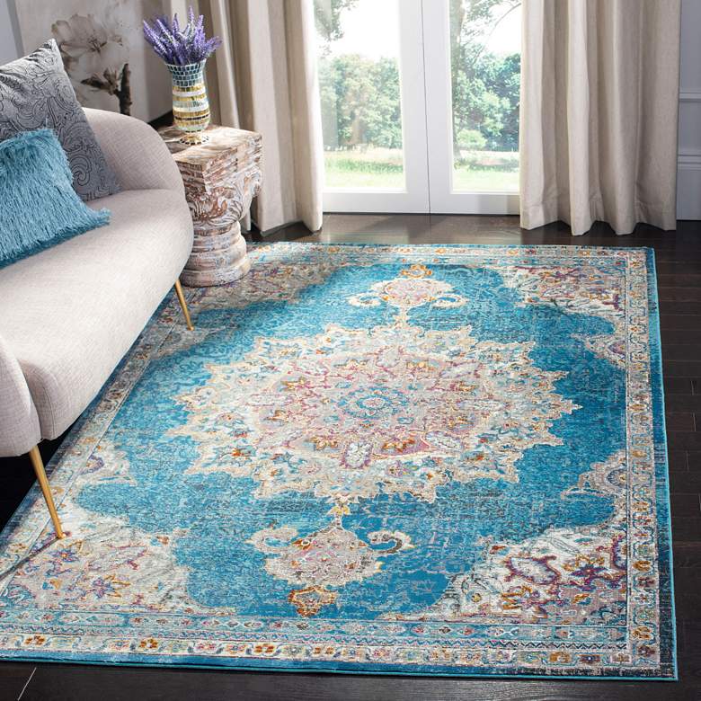 Safavieh ARA103N 5&#39;1&quot;x7&#39;6&quot; Blue and Ivory Area Rug