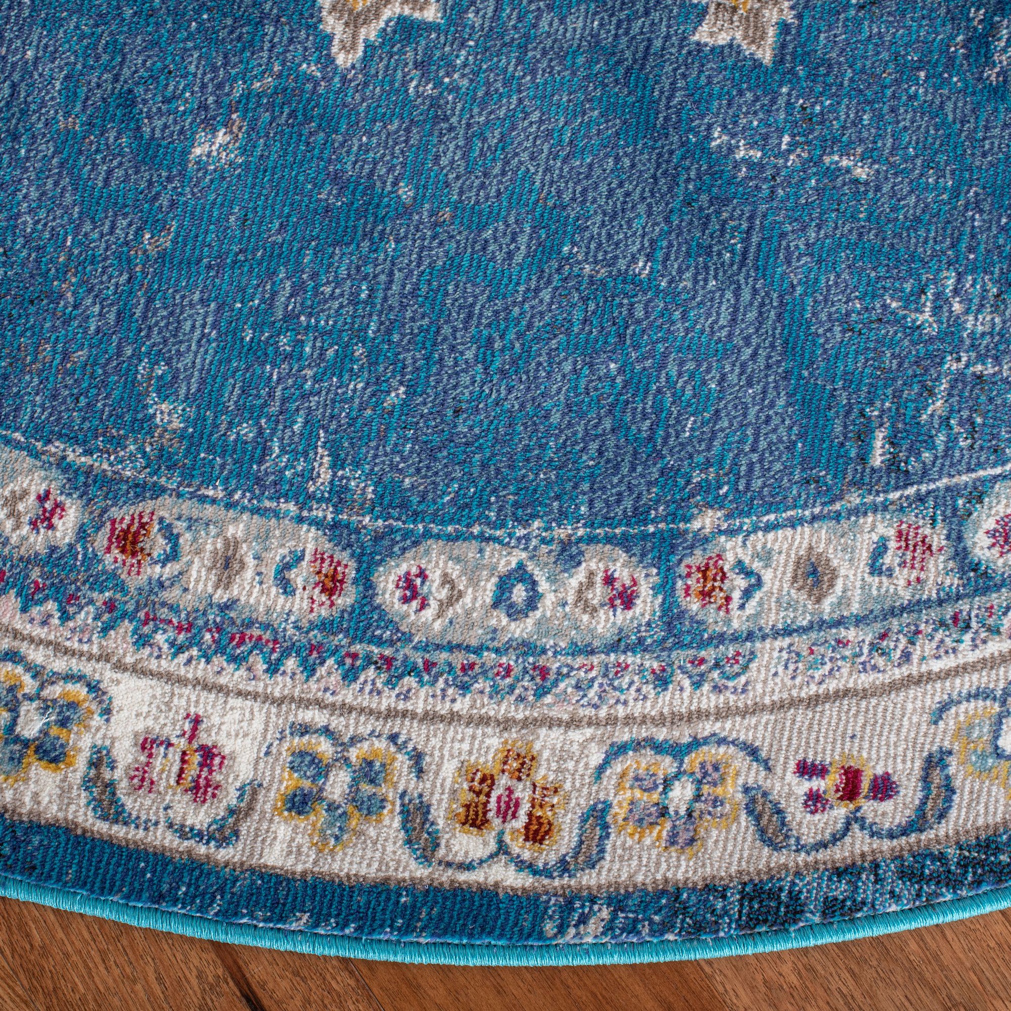 Image 3 Safavieh ARA103N 6'5"x6'5" Round Blue and Ivory Rug more views