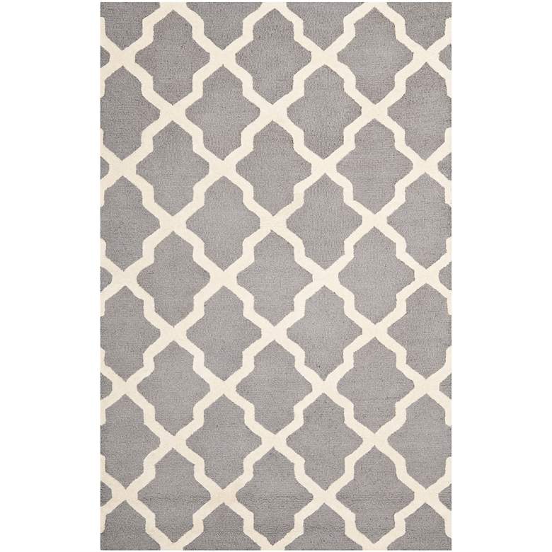 Image 1 Safavieh Cambridge CAM121D 5'x8' Silver/Ivory Wool Rug