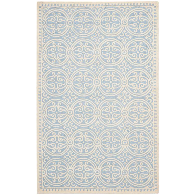 Image 1 Safavieh Cambridge CAM123A 5'x8' Light Blue/Ivory Wool Rug