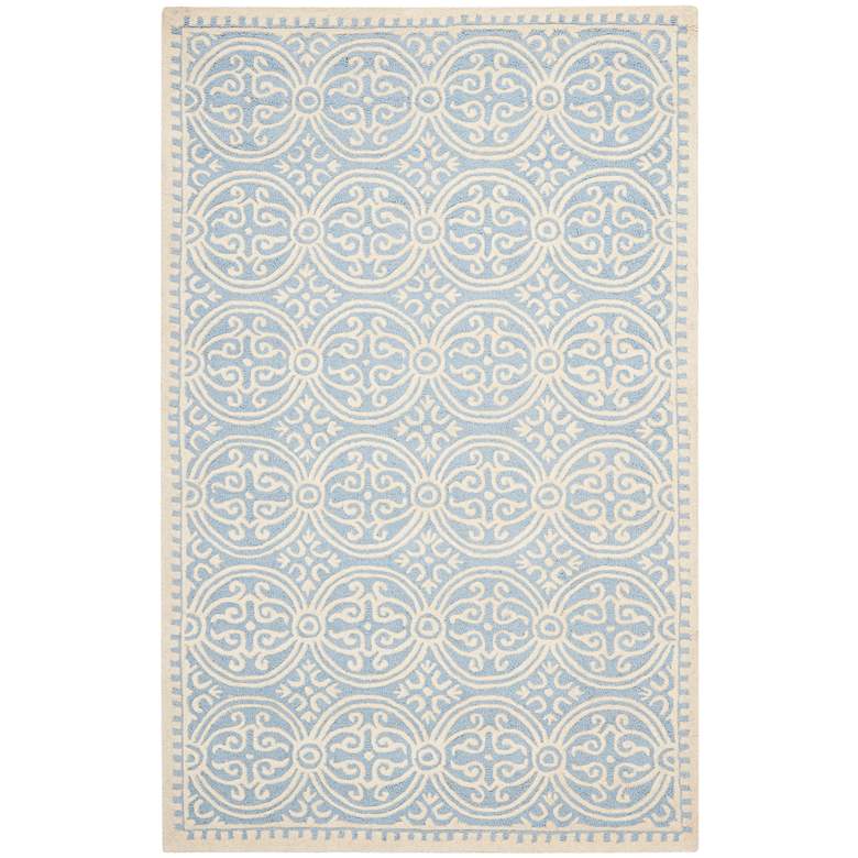 Image 1 Safavieh Cambridge CAM123A 5&#39;x8&#39; Light Blue/Ivory Wool Rug