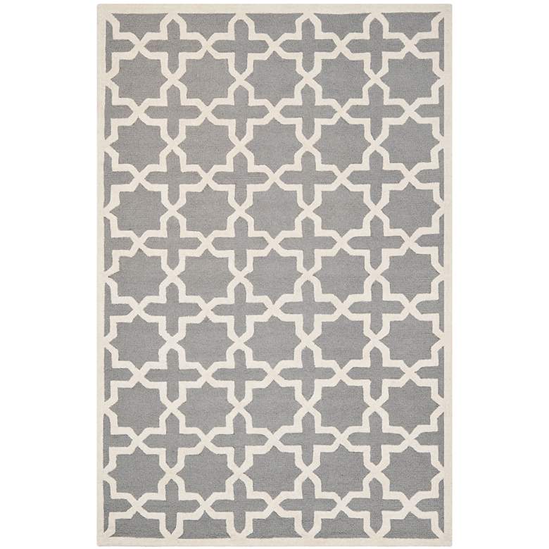 Image 1 Safavieh Cambridge CAM125D 5'x8' Silver/Ivory Wool Rug