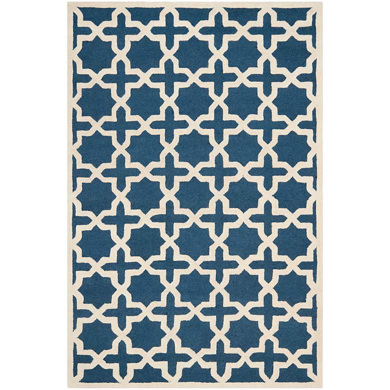 Image 1 Safavieh Cambridge CAM125G 5'x8' Navy Blue/Ivory Wool Rug