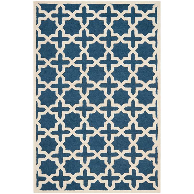 Image 1 Safavieh Cambridge CAM125G 5&#39;x8&#39; Navy Blue/Ivory Wool Rug