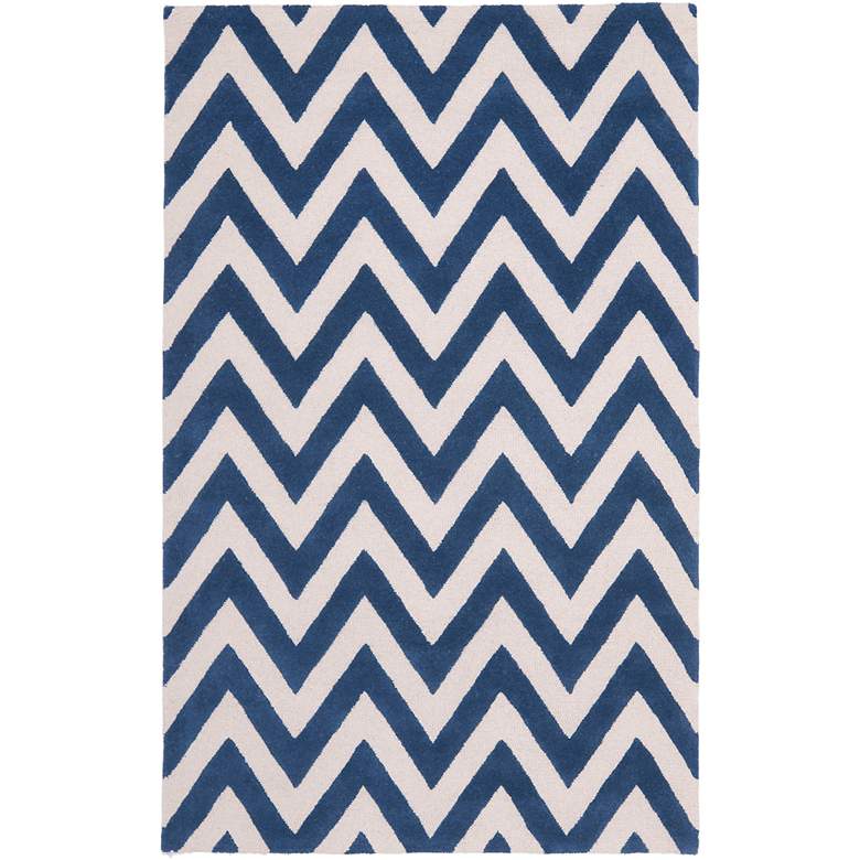 Image 1 Safavieh Cambridge CAM139G 5'x8' Navy Chevron Wool Rug
