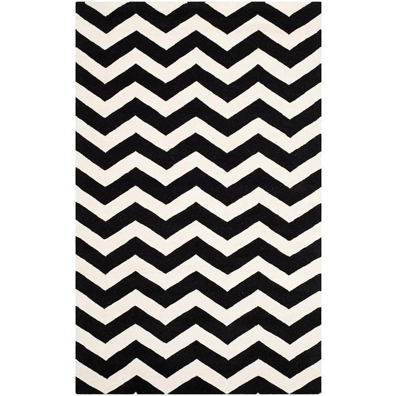 Image 1 Safavieh Chatham CHT715A 5'x8' Black/Ivory Chevron Rug