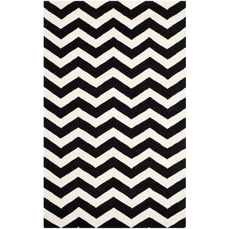 Image 1 Safavieh Chatham CHT715A 5&#39;x8&#39; Black/Ivory Chevron Rug