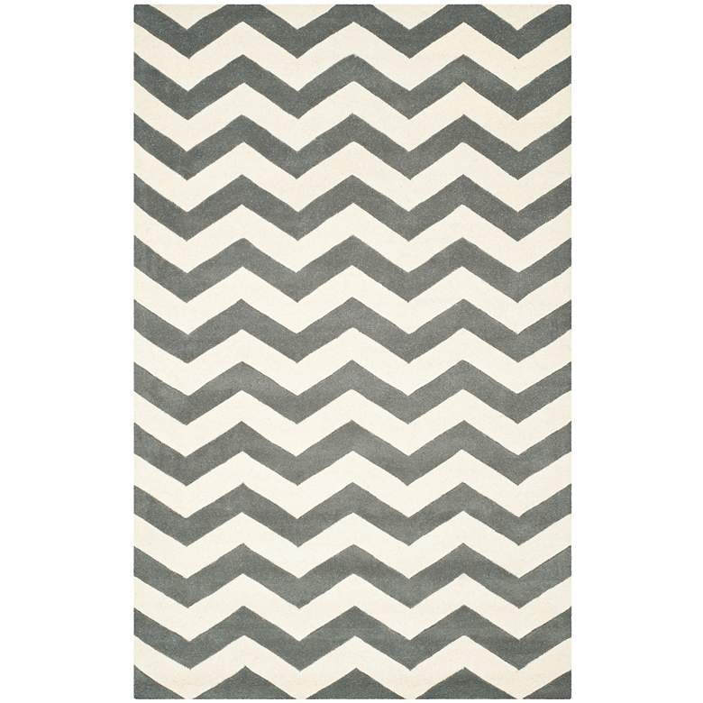 Image 1 Safavieh Chatham CHT715D 5'x8' Dark Gray/Ivory Chevron Rug