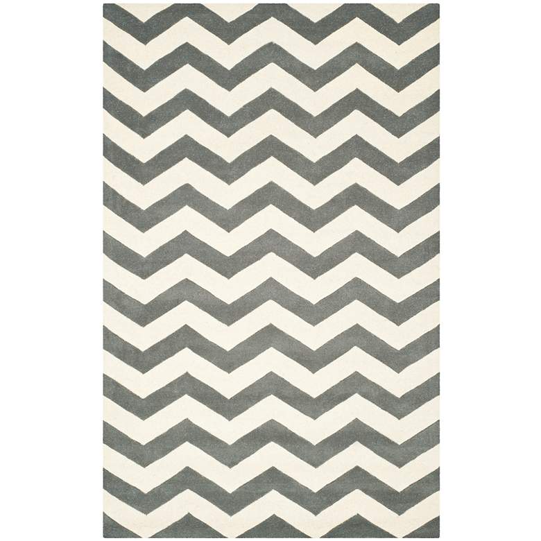 Image 1 Safavieh Chatham CHT715D 5&#39;x8&#39; Dark Gray/Ivory Chevron Rug