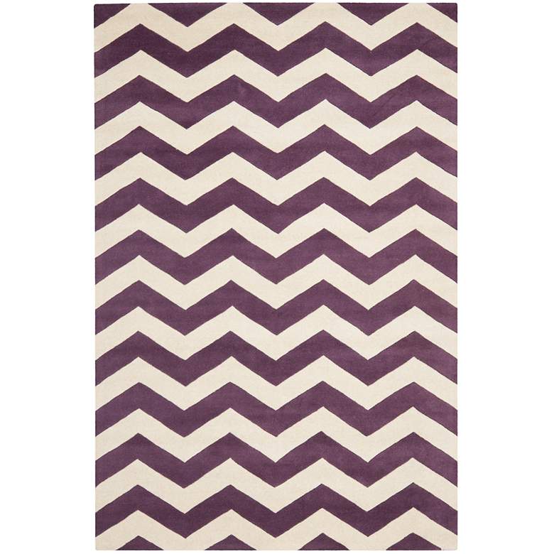 Image 1 Safavieh Chatham CHT715F 5'x8' Purple/Ivory Chevron Rug