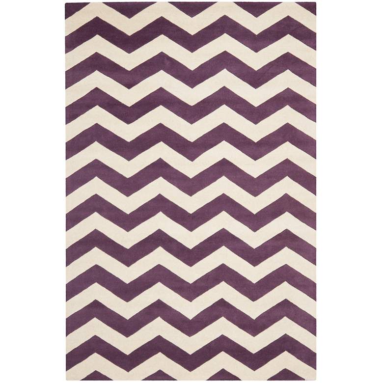 Image 1 Safavieh Chatham CHT715F 5&#39;x8&#39; Purple/Ivory Chevron Rug