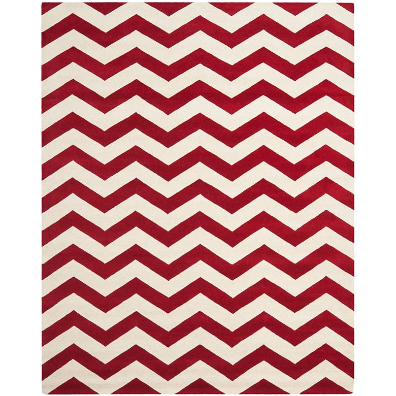 Image 1 Safavieh Chatham CHT715G 5'x8' Red/Ivory Chevron Rug