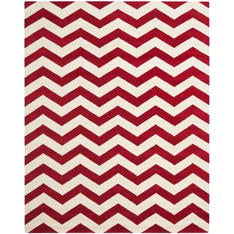 Image 1 Safavieh Chatham CHT715G 5&#39;x8&#39; Red/Ivory Chevron Rug