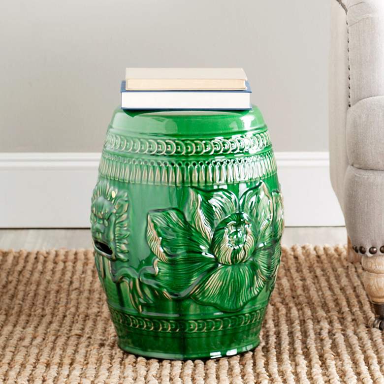 Image 3 Safavieh Chinese Dragon Emerald Green Ceramic Garden Stool more views