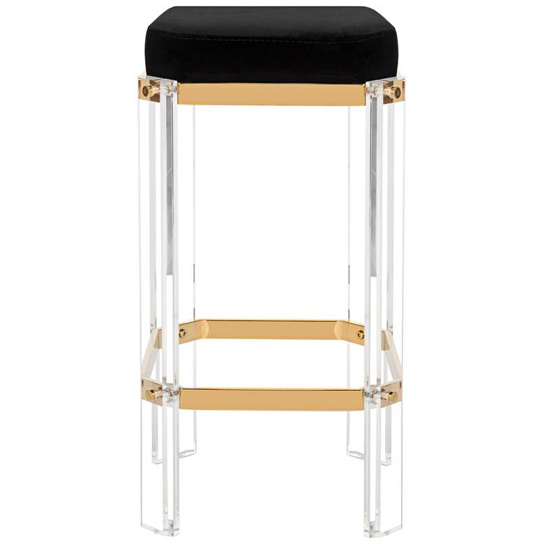 Image 1 Safavieh Cicely 27 1/4" Black Velvet Fabric Barstool