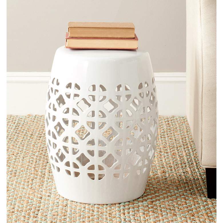 Image 2 Safavieh Circle Lattice White Ceramic Garden Stool more views