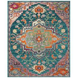 Image2 of Safavieh CRS501T 9'x12' Teal and Rose Area Rug