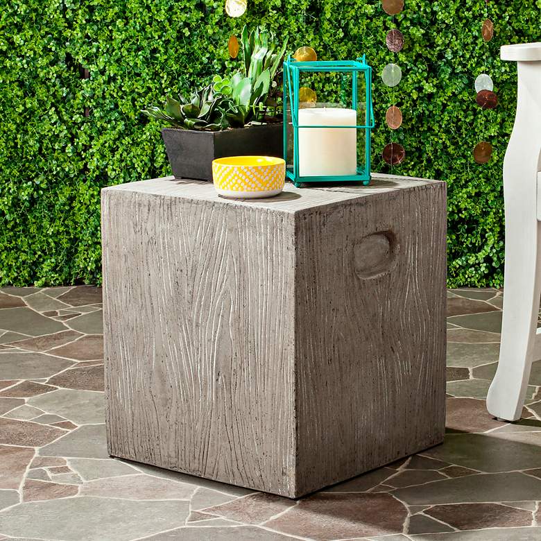 Image 1 Safavieh Cube Dark Gray Concrete Indoor-Outdoor Accent Table