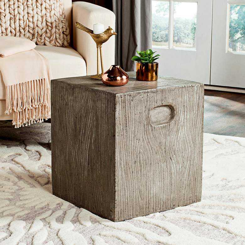 Image 5 Safavieh Cube Dark Gray Concrete Indoor-Outdoor Accent Table more views