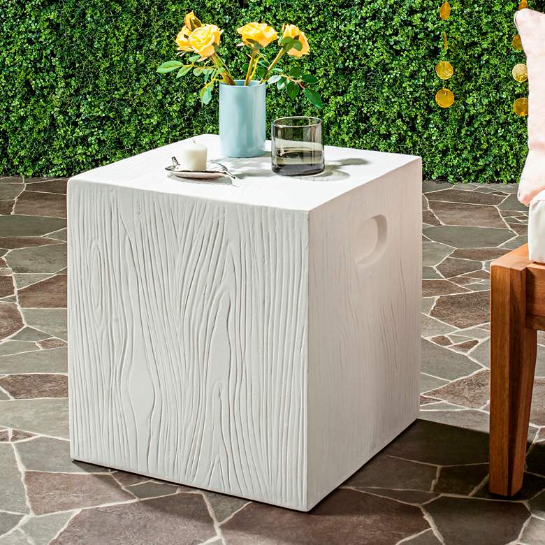 Image 1 Safavieh Cube Ivory Concrete Indoor-Outdoor Accent Table