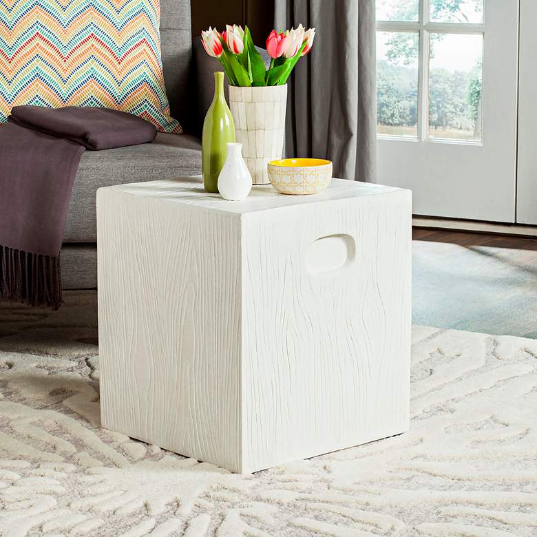 Image 5 Safavieh Cube Ivory Concrete Indoor-Outdoor Accent Table more views