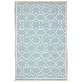 Image1 of Safavieh Dhurrie DHU545B 3'x5' Light Blue/Ivory Wool Rug