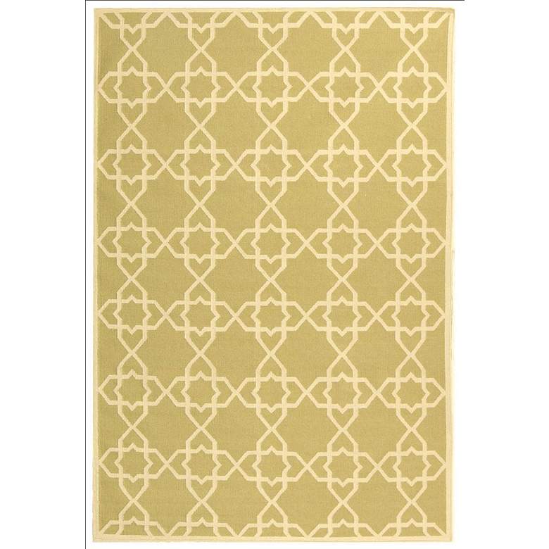 Image 1 Safavieh Dhurrie DHU548A 5'x8' Olive/Ivory Wool Rug