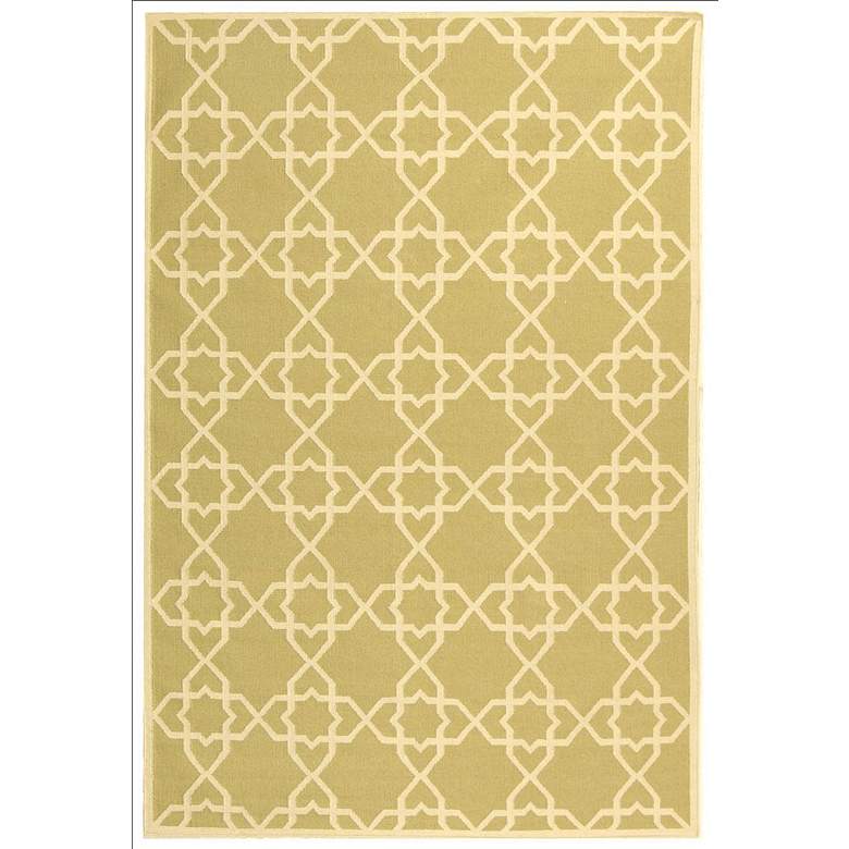 Image 1 Safavieh Dhurrie DHU548A 5&#39;x8&#39; Olive/Ivory Wool Rug