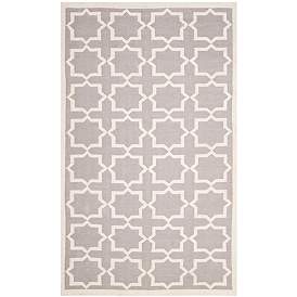 Image1 of Safavieh Dhurrie DHU549G 3'x5' Grey/Ivory Wool Rug