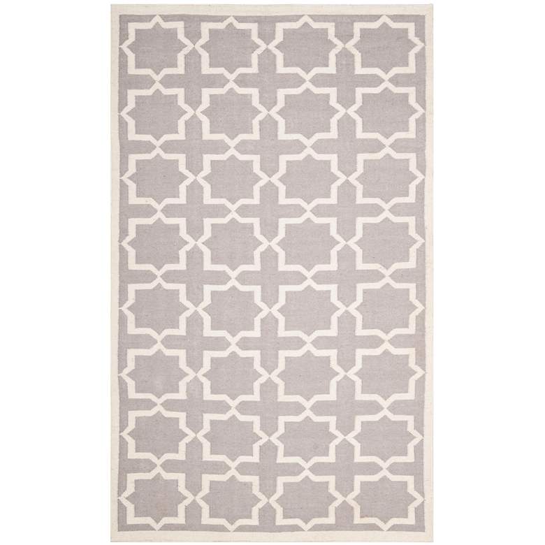 Image 1 Safavieh Dhurrie DHU549G 5'x8' Grey/Ivory Wool Rug
